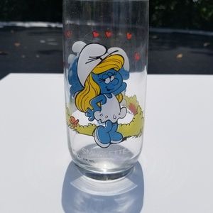 Vintage 1982 Smurfette Smurf drinking glass